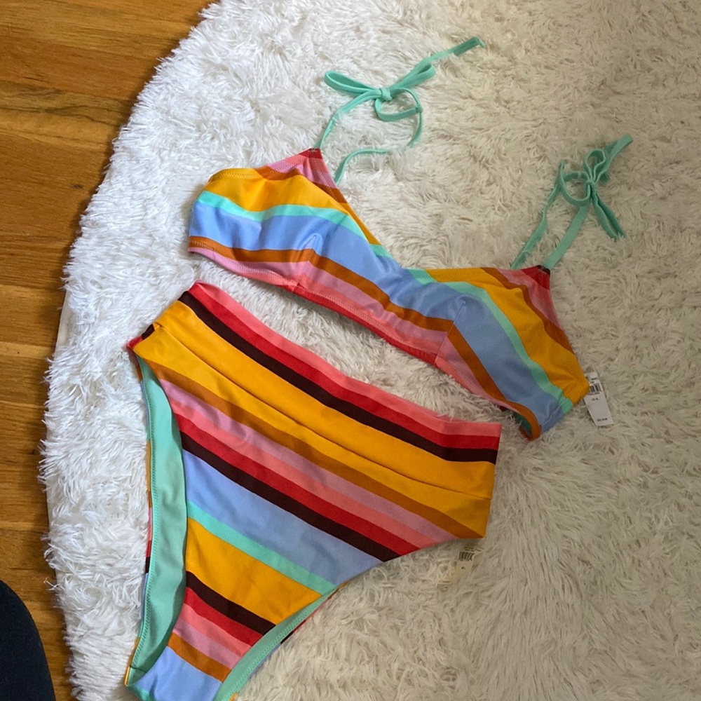 NWT Colorful Striped Bikini